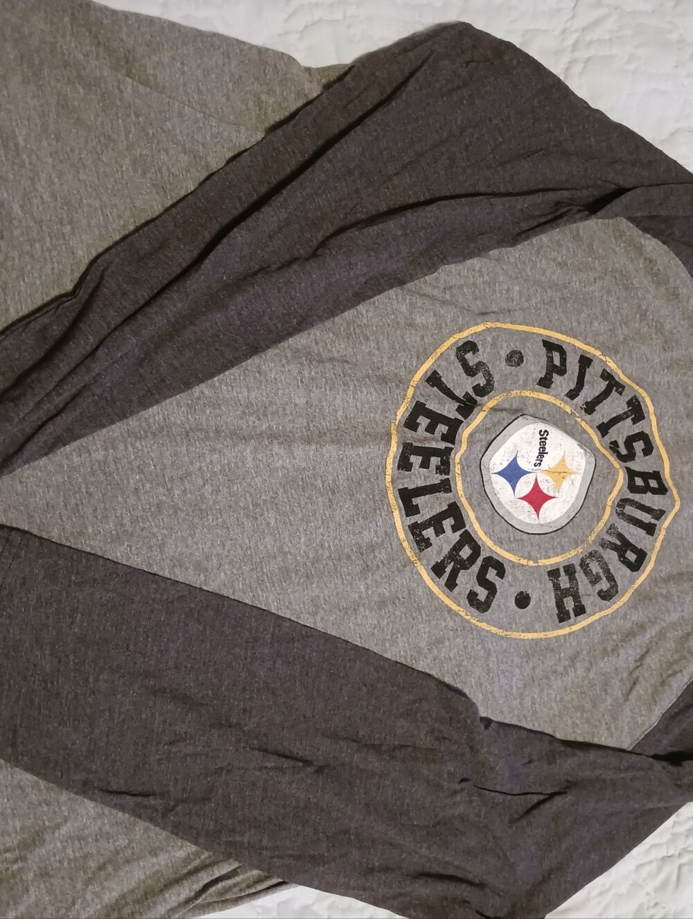NFL Gray and Black Logo Raglan Long Sleeve Shirt